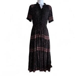 Free People Black maxi Dress with Red Accents